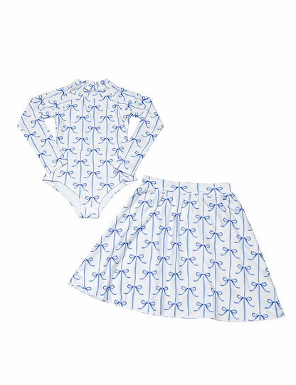 Kids Blue Bow Bathing Suit Set