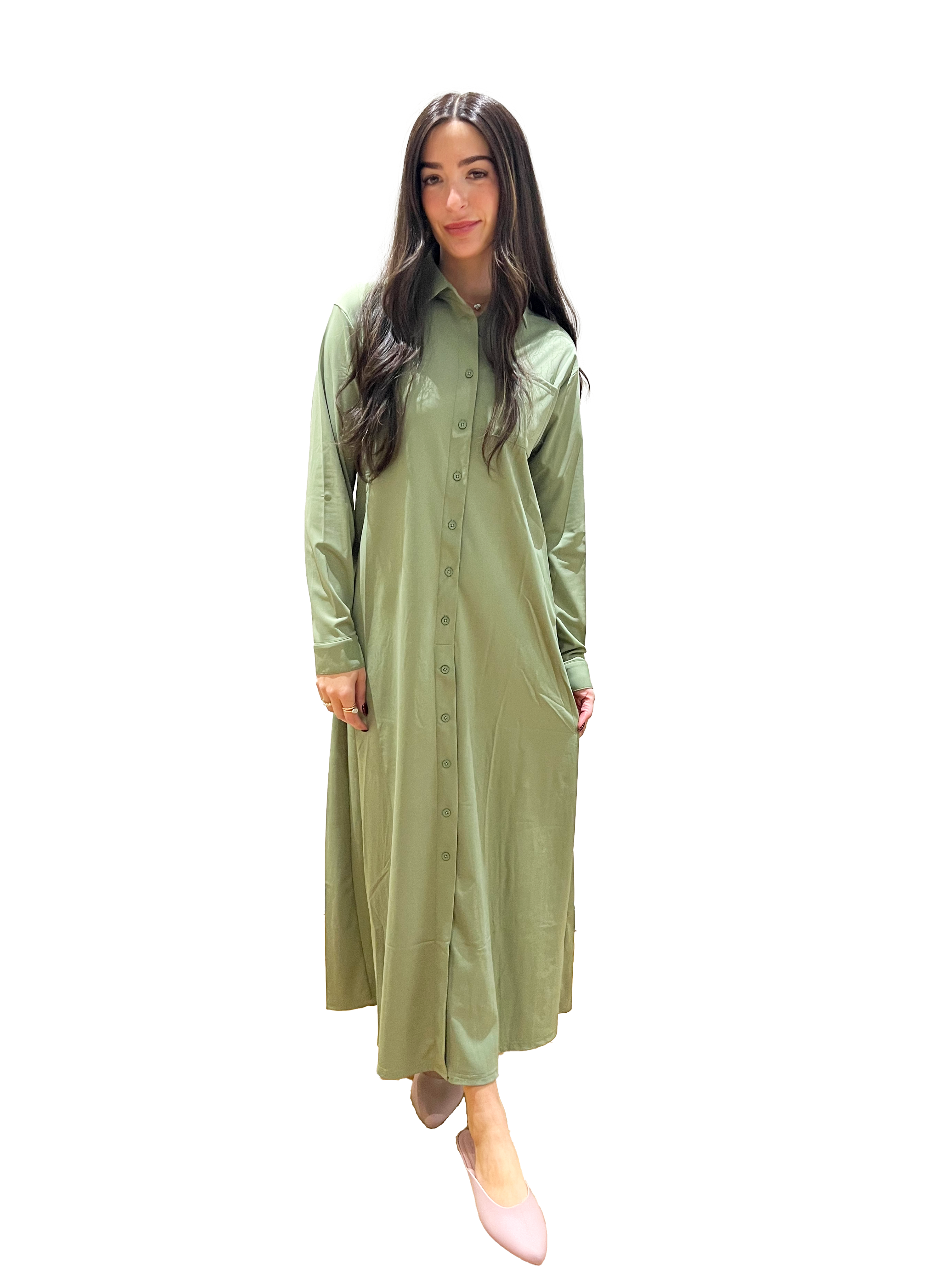 Green Button Swim Dress