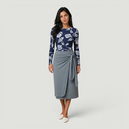 Dusty Blue Wrap Swim Skirt