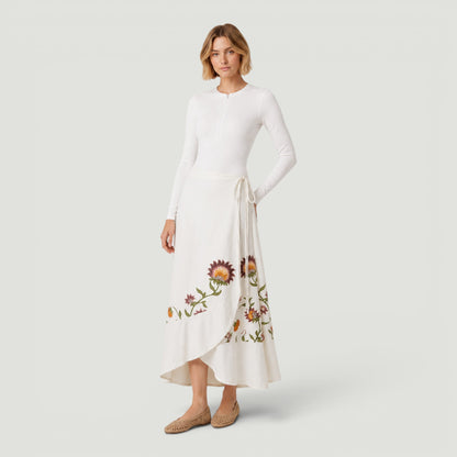 Boho Floral Ruffle Wrap Skirt