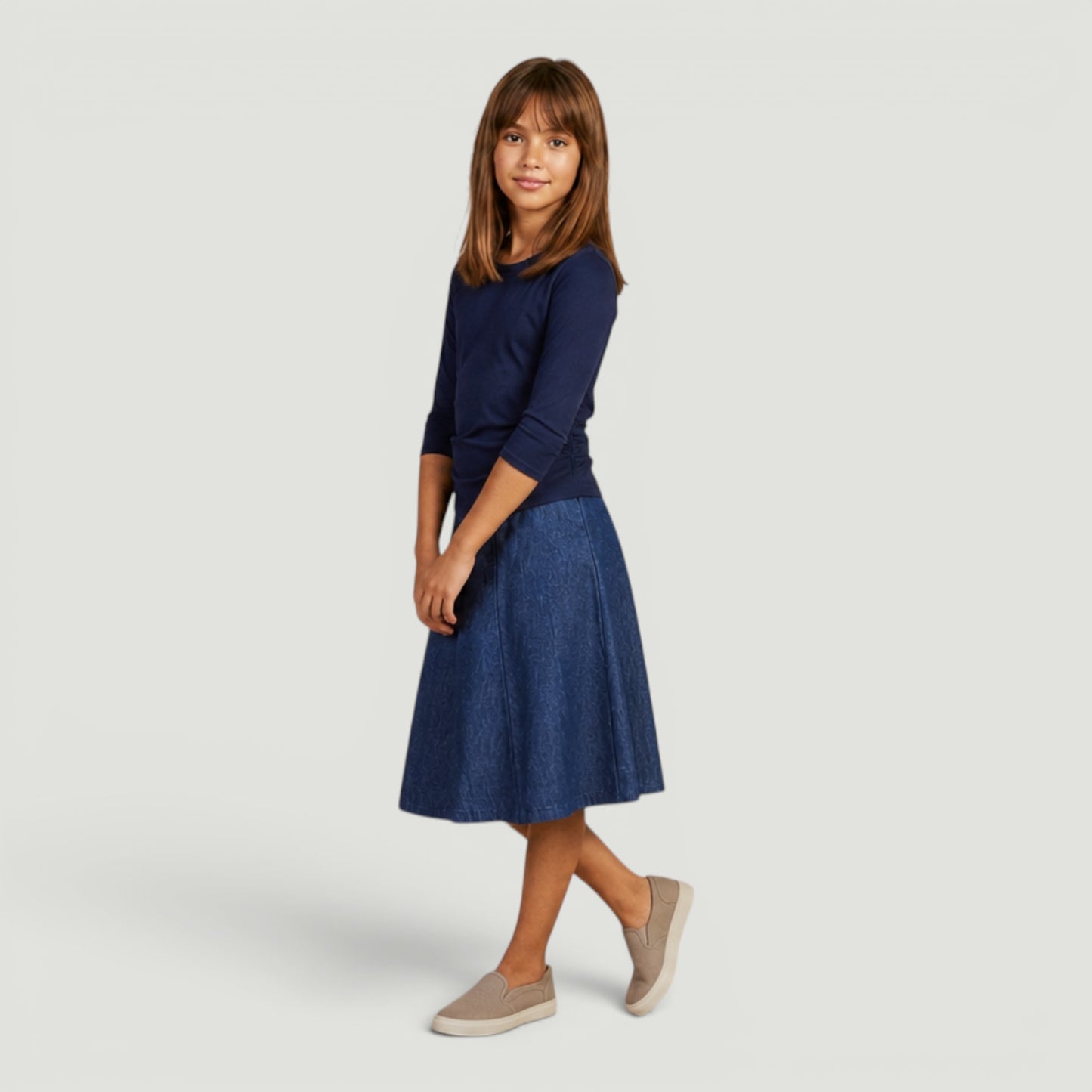 Teen Navy Rouche Top