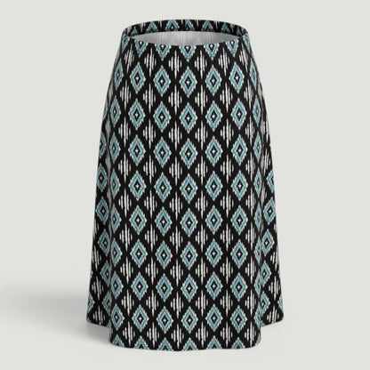 Blue Ikat A- Line Skirt