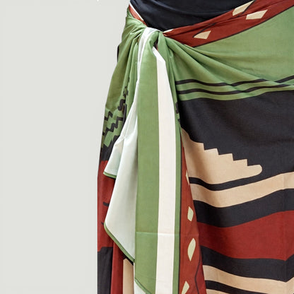 Scarf Skirt Green Print - One Size