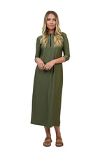 Load image into Gallery viewer, Green Half Zip Ribbed Maxi Swim Dress
