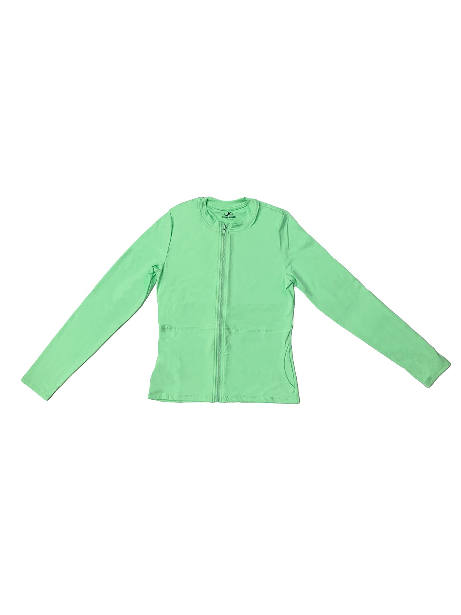 Green Active Full Zip Swim Top with Pockets