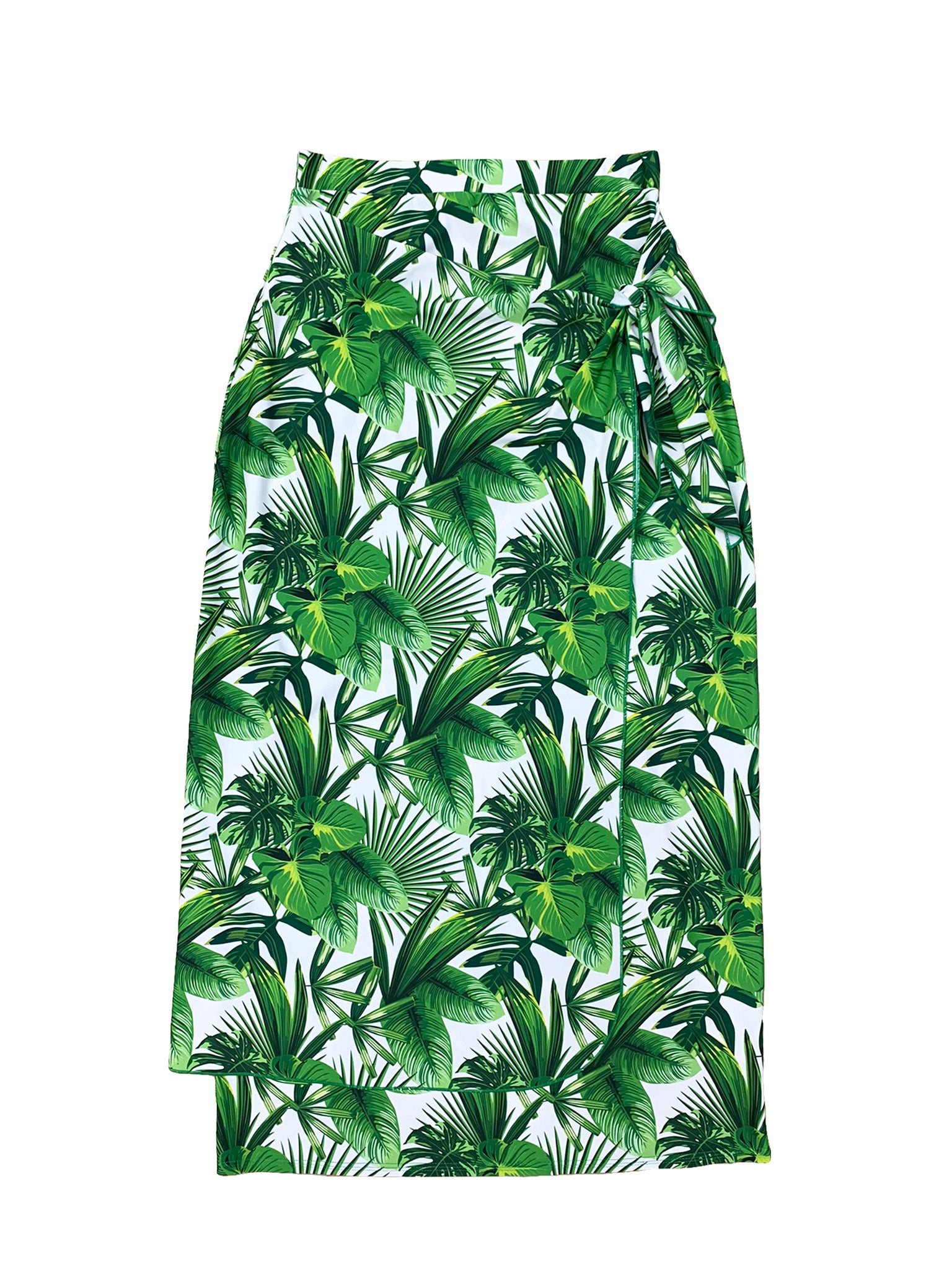 Green Leaves Maxi Wrap Swim Skirt