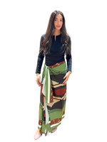 Load image into Gallery viewer, Scarf Skirt Green Print ONE SIZE
