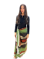 Load image into Gallery viewer, Scarf Skirt Green Print ONE SIZE
