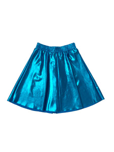 Kids Metallic Blue Flairy Swim Skirt