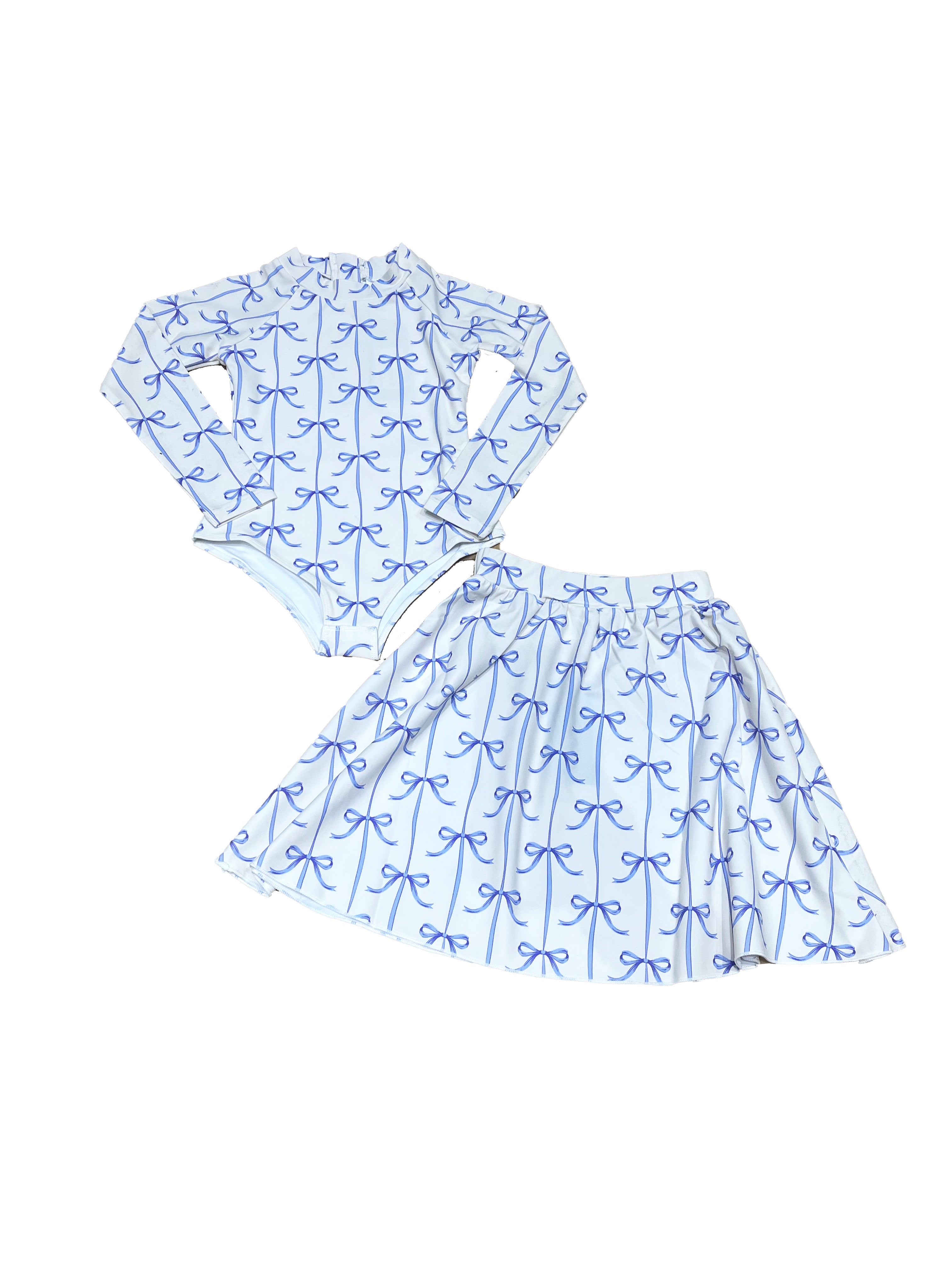 Kids Blue Bow Bathing Suit Set