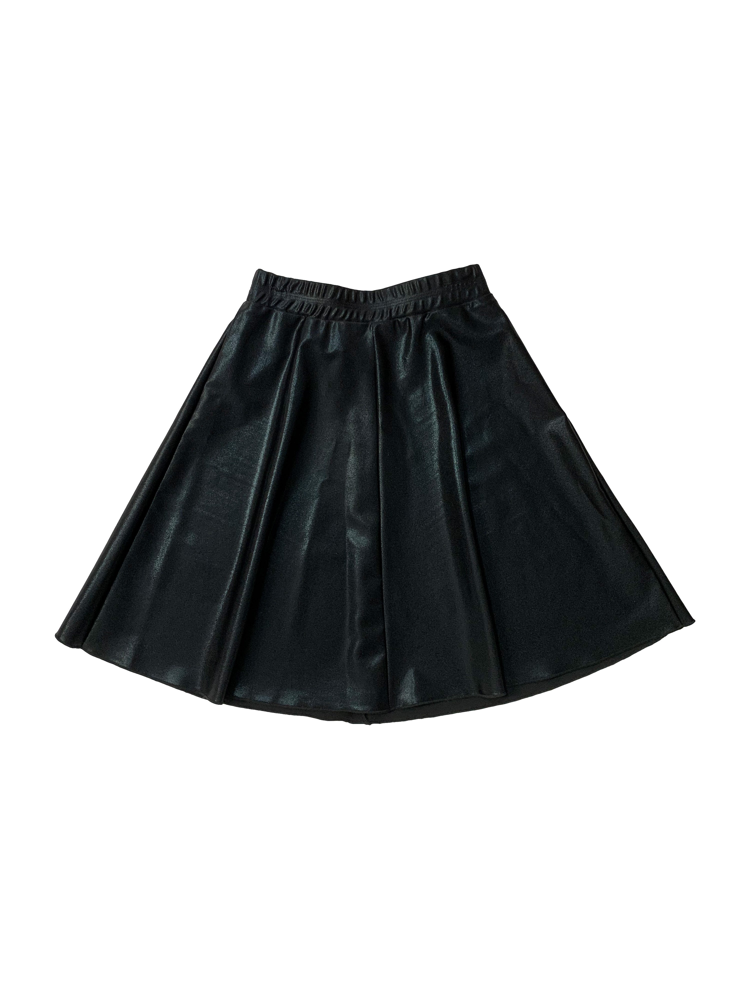 Teen Black Metallic Flairy Skirt