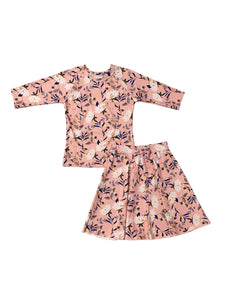 Kids Pink Leaves Swim Set