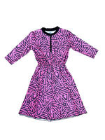Load image into Gallery viewer, Kids Pink &amp; Black Half Zip Star Swim Dress
