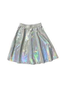 Teen Gunmetal Metalic Flairy Skirt