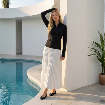 White Pleated Maxi Skirt