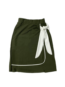 Green Ribbed Midi Sarong Swim Skirt
