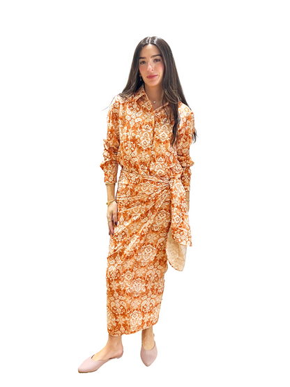 Scarf Skirt Orange Damask