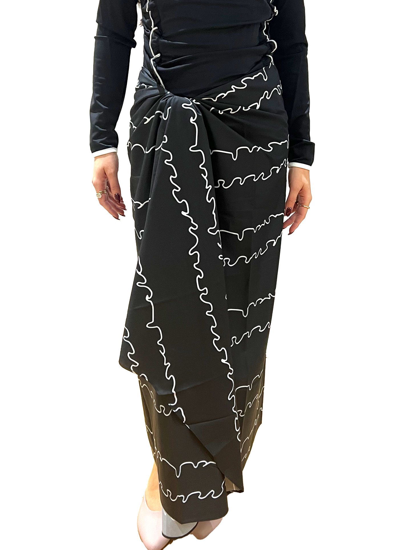 Scarf Skirt Black Ruffle