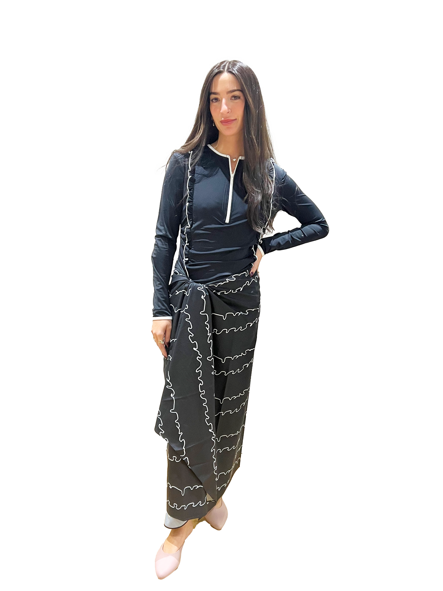 Scarf Skirt Black Ruffle
