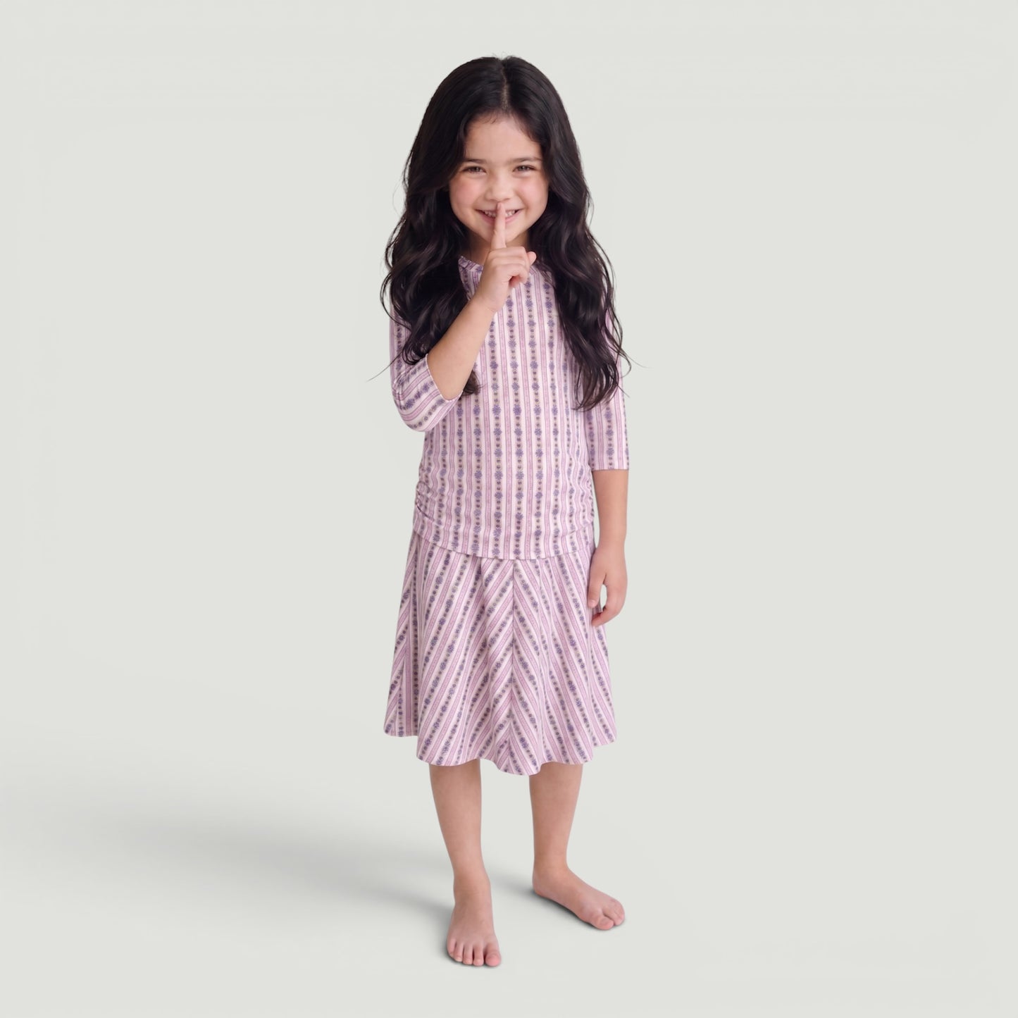 Girls Floral Stripe Swim Set