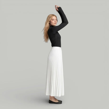 White Pleated Maxi Skirt
