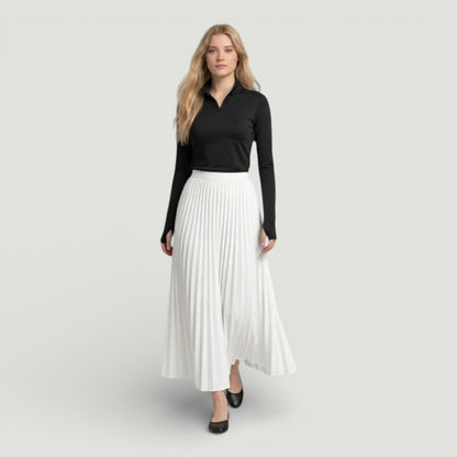 White Pleated Maxi Skirt