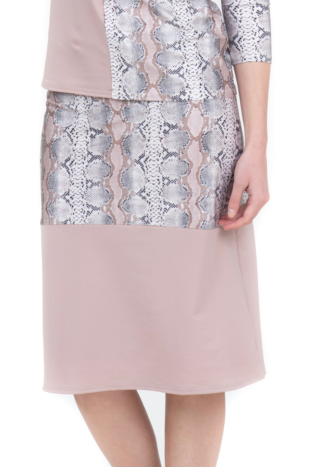 Pink Snakeskin Half & Half A-line Skirt