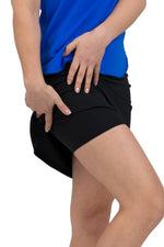 Load image into Gallery viewer, Black Mini Swim Skirt With Shorts Attached
