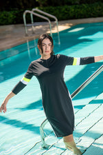 Load image into Gallery viewer, Black Varsity Swim Dress
