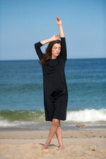 Load image into Gallery viewer, Solid Black Swim Dress

