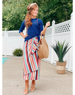 Load image into Gallery viewer, Multi Stripe Maxi Wrap Swim Skirt
