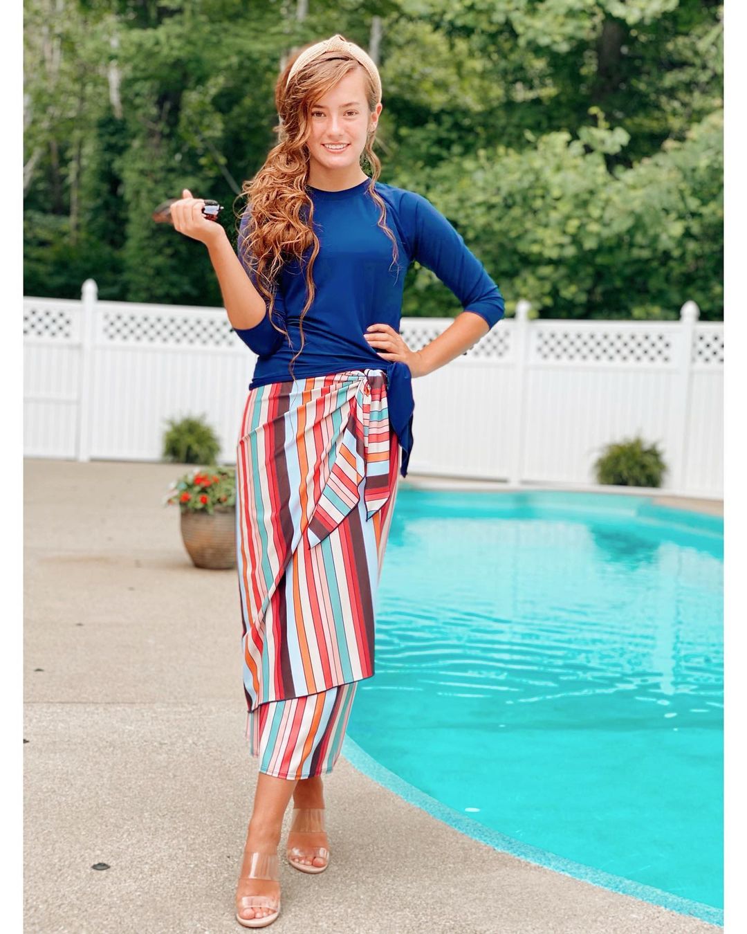Multi Stripe Maxi Wrap Swim Skirt
