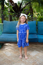 Load image into Gallery viewer, Blue Stars Mini Me Prairie Swim Dress
