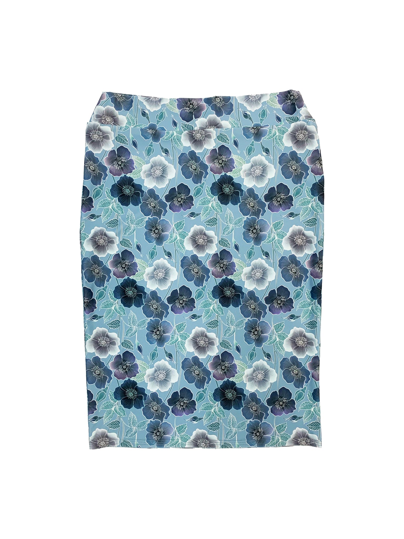 Blue Floral Pencil Swim Skirt