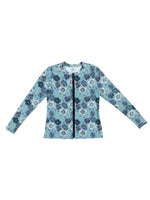 Load image into Gallery viewer, Blue Floral Full Zip Swim Top

