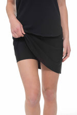 Load image into Gallery viewer, Black Mini Swim Skirt With Shorts Attached
