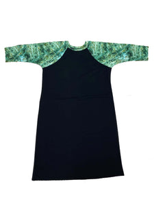 Plus Size Green Marble Printed Sleeve Dress