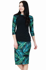 Load image into Gallery viewer, Tropical Leaves Rashguard Swim Top
