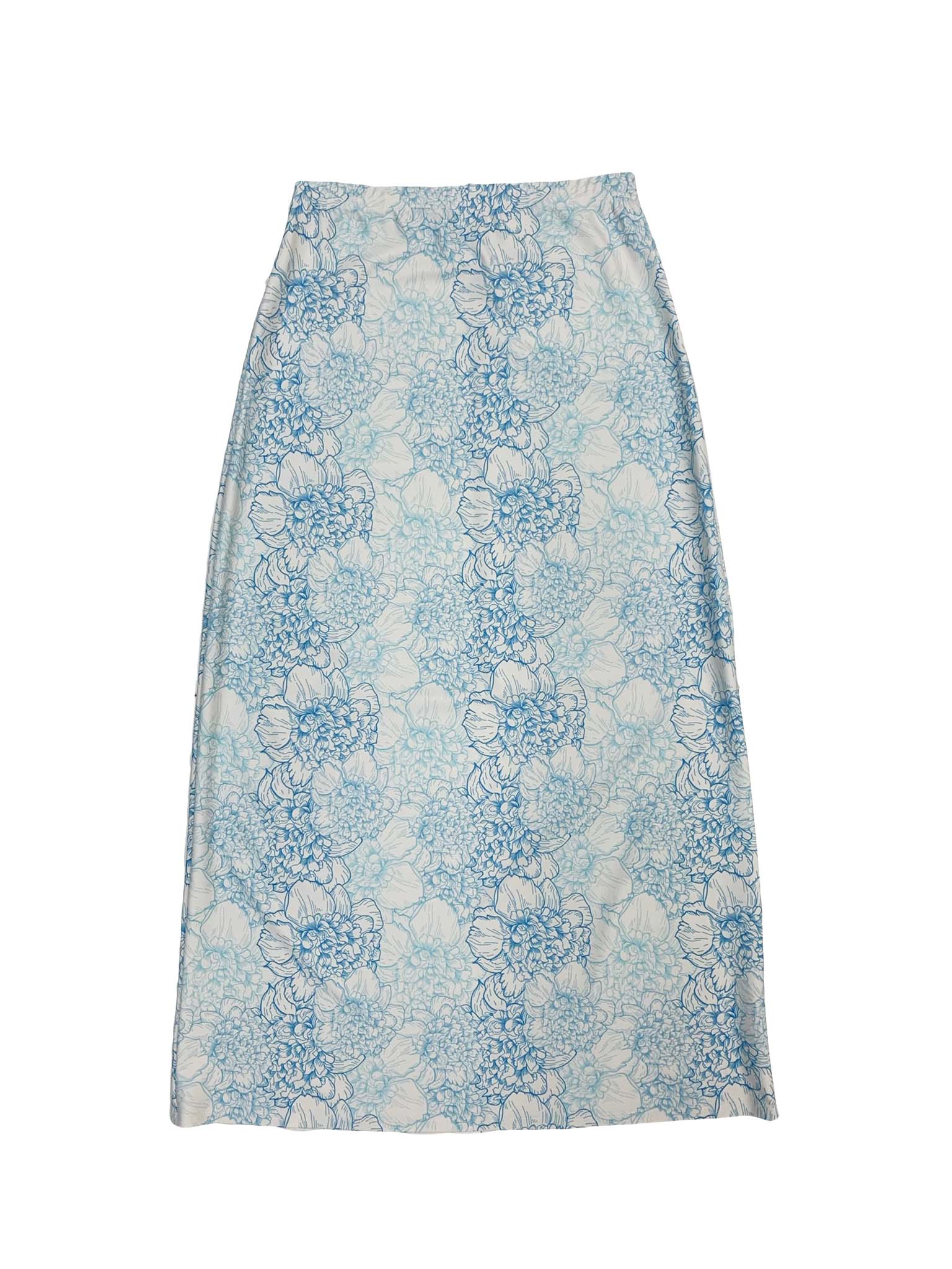Blue Floral Maxi Swim Skirt