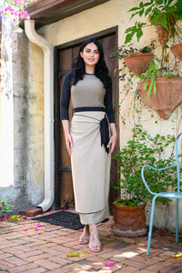 Mocha Ribbed Sarong Swim Skirt
