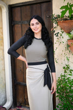 Load image into Gallery viewer, Mocha Ribbed Sarong Swim Skirt
