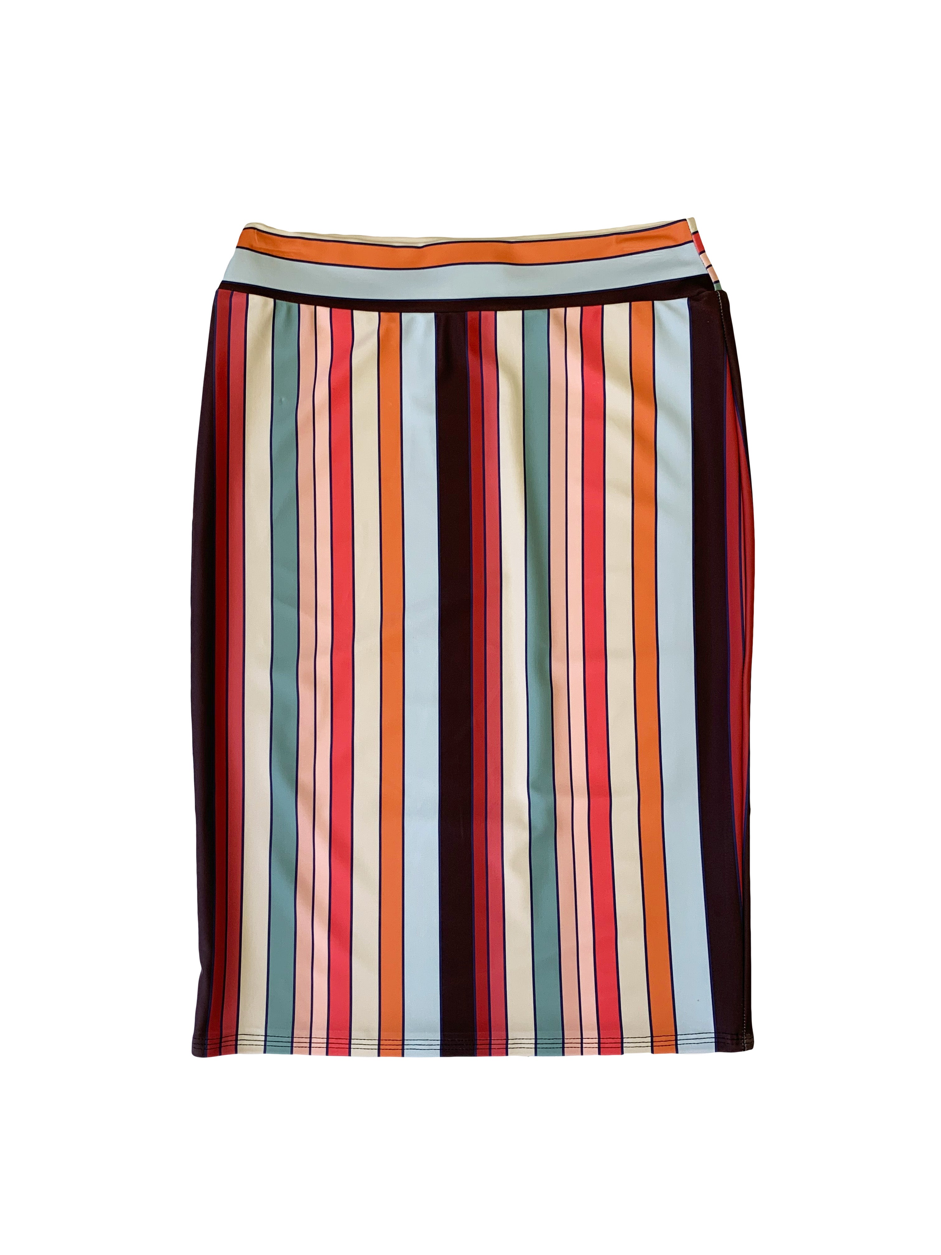 Multi Stripe Pencil Swim Skirt