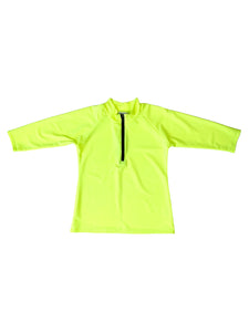 Teen Half Zip Neon Swim Top